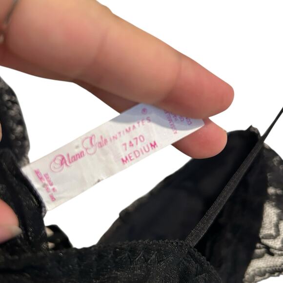 Vintage Black Sheer Lace Body Suit Womens Sz XS Whimsigoth Dark Romance Ruffles - Picture 7 of 16